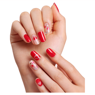 GLOSSYBLOSSOM 美甲貼紙套裝 20入 超真實立體美甲貼片 有如塗上亮甲油般閃耀, Hot Love, 1組