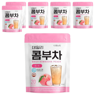 Danongwon 乳酸菌康普茶 水蜜桃口味 20包 每杯僅16卡路里 獨立包裝 方便攜帶 德國紅茶菌萃取 無酒精, 5g, 6袋