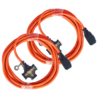 PowerWork 動力工廠 耐熱動力軟線 1對3座 F型平貼式插頭, 4.5m, 橘色, 2條