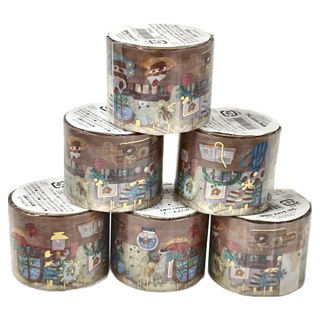 MIND WAVE 透明膠帶 壓印箔 Set, 6個/組, 30mm, hokkori life Ouchi, 1組