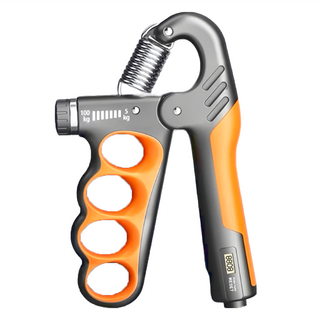 MICHAEL FITNESS 麥克健身 100kg 調節電子計數握力器 2個 旋轉調節 智能調節, 14.5 x 2.3 x 16m, 黑色 + 橘色