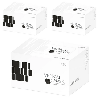 CSD 中衛 素色醫療口罩, 酷黑色, 3盒, 50片