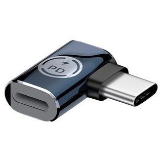 UniSync Apple專用Type-C轉Lightning PD35W 快充傳輸轉接頭 側彎款, 黑色, 2個, 19mm