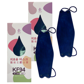 AQUA MASK 水舞生醫 PP系列 醫療用口罩 成人款KF94, 普魯士藍, 10片, 2盒
