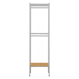 dayneeds 日需百備 松木烤漆三層雙桿衣櫥 輪衣櫥 + 掛衣架 + 收納架 + 層架 + 鐵架, 白色