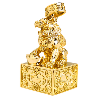 貔貅四方發財印項鍊（富貴金）約4cm*1.7cm 全長約52cm, 1個