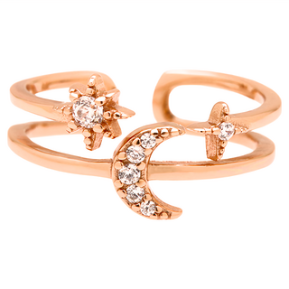 RADIANT STAR 璀璨之星 星辰軌跡水鑽星星月亮鏤空戒指 925純銀 SL736