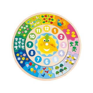 woet New Classic Toys 寶寶認知學習時鐘拼圖開心農場, 1組