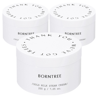 BORNTREE 黃金牛奶蒸氣乳霜 200g, 強效保濕, 質地柔軟, 輕薄質感, 四季可用, 3罐