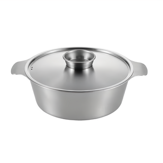 YOSHIKAWA 吉川 Zei 贅 不鏽鋼寬口霧面涮涮鍋 附鍋蓋, 22cm, 銀色, 1個