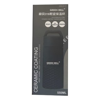 Green Bell 綠貝 316輕瓷保溫杯, 陶瓷塗層, 550ml, 黑色, 1個