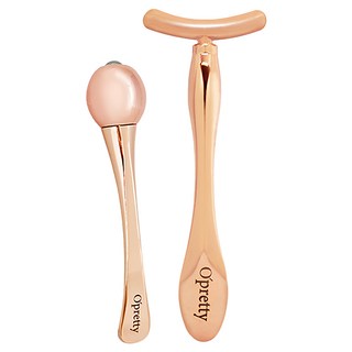 O'Pretty 歐沛媞 臉部拉提按摩組 T型臉部推推棒 + 眼部按摩棒 滾珠型, 1組