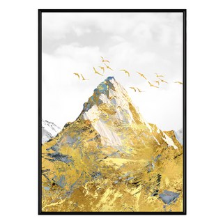 流金山色II 金色山脈飛鳥裝飾畫, 黑框