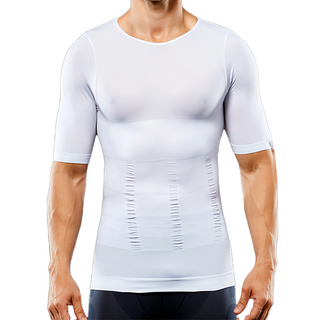 Charmen 加壓束胸收腹無痕緊身短袖, XL, 白色