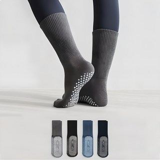 COZY LABEL 女款 防滑皮拉提斯素色中筒襪 4雙