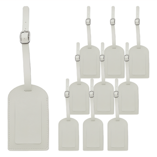 簡約皮革行李吊牌 10個, 米白色, 4 x 26cm