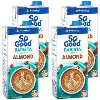 So Good 咖啡師杏仁奶, 可拉花，熱量比鮮奶少50%，澳洲知名品牌, 1L, 4瓶