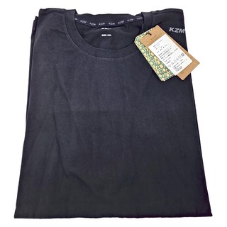 KZM S03 短袖上衣 柔軟性佳 背面帳篷插圖 20支棉厚度 透氣佳 - 黑色, 3XL