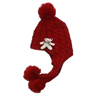 KOCOTREE 糯糯絨保暖拚色毛帽, 紅色, L