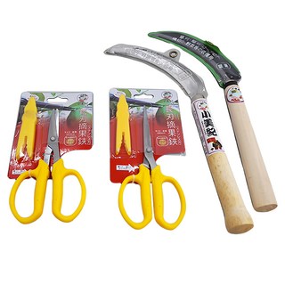 小美紀園藝四件組 白鋼摘果剪 短刀 長刀 白鋼砧苗鐮, 1組