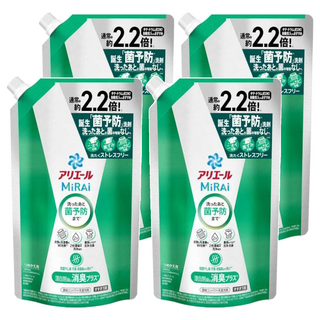ARIEL MiRAi 日本原裝進口 消臭2倍濃縮抗菌洗衣精補充裝 綠色, 640g, 4包