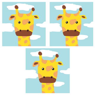 DIY 兒童數字油畫 萌寵6 天空長頸鹿 20*20cm 油畫布 松木框, 3個