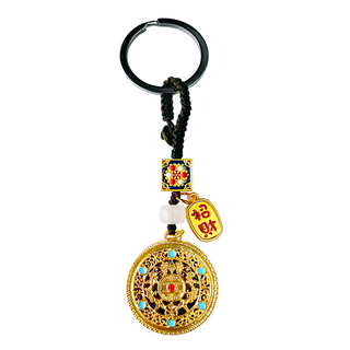 五福圓滿 招財鑰匙圈 圓牌直徑約2.9cm*厚度0.6cm, DSTL-2001, 1個