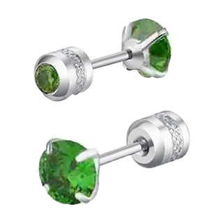 Brilliant Beauty 耀眼美人 翡翠綠雙鋯石鑽醫療鋼/不銹鋼耳環, 翡翠綠