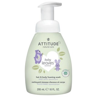 ATTITUDE 艾特優 嬰幼兒2合1泡沫洗髮沐浴露，甜蘋果味，295ml, 1瓶