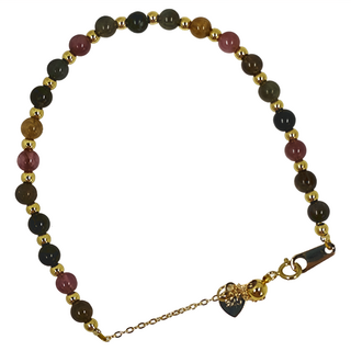 玉石 繁花彩色碧璽串珠手環 SL904 925純銀, 彩色