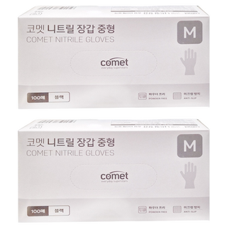 comet 合成橡膠手套 100入, 中(M), 黑色, 2盒