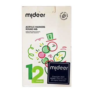 mideer 速乾丙烯麥克筆 硬頭 4歲以上, 多色, 12支