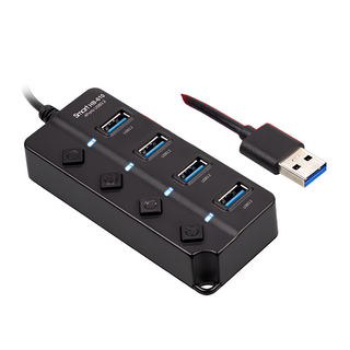 INTOPIC 廣鼎 USB3.2高速集線器, 4 Port, 5Gbps, 100cm長線設計, 各孔獨立開關及指示燈設計, HB-610, 1個