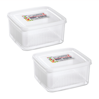 NAKAYA 可微波方型保鮮瀝盒 T 1.1L, 2個, 1組