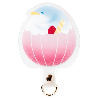 ekax 果凍造型手機掛繩夾片 可愛造型 簡約安裝 輕薄設計 企鵝奶昔, 企鵝奶昔 粉色 + 藍色 + 白色, 1個