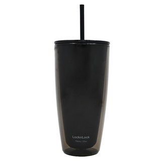 LocknLock 樂扣樂扣 簡約雙層輕量大容量吸管杯, 750ml, 1個, 尊爵黑色