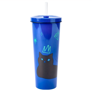 Oolab 良杯製所 甜酷調色盤系列 不鏽鋼陶瓷易潔層吸管杯 10.1 x 10.1 x 23cm, 閃耀時光 寶藍, 850ml, 1個