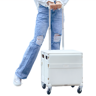 Cubien 滑蓋美型購物車 45L 小款, 奶白, 1個