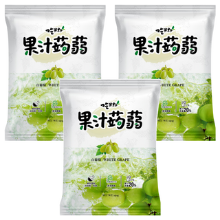 吃果籽 果汁蒟蒻 白葡萄口味 無添加色素、防腐劑, 240g, 3袋