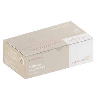 ABIS 小臉平面醫用口罩 16.5 x 9.5cm, 莫蘭迪冷色綜合 白色 + 松石綠 + 燕麥色 + 翩霧藍 + 霧鐵灰, 30片, 1盒