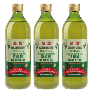 BIOES 囍瑞 特級100%純葡萄籽油, 低酸價0.1, 天然抗氧化花青素, 煎煮炒炸皆適宜, 西班牙原瓶原裝進口, 1L, 3瓶