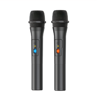 ANTIAN 萬能無線一拖二款麥克風 唱歌/直播 K歌音響喇叭話筒麥克風 家用KTV唱歌麥克風, V16U, 黑色