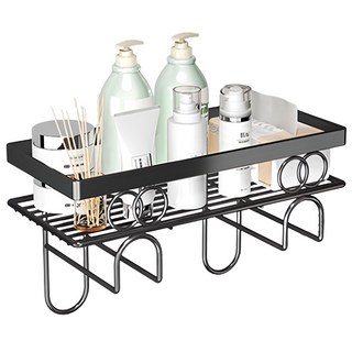 費歐家 圓環雕花馬桶水箱置物架 附背貼 單層 黑色 34 x 15 x 9.5cm, 1個