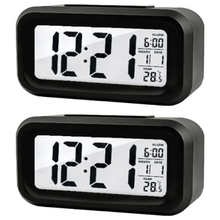 懶人鬧鐘, 寬10cm 高5.5cm 厚2.6cm, ABS材質, 黑色