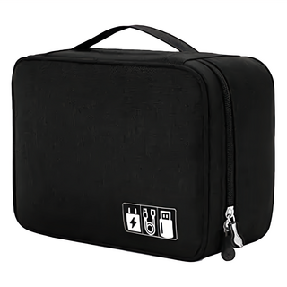 城市漫遊 3C配件收納包單層手提包 - 耐磨防潑水, 19 x 12 x 3.5cm, 黑色