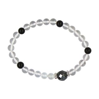 白水晶黑膽石黑瑪腦手鍊, 1個