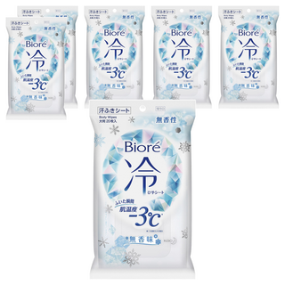 Biore 蜜妮 爽身粉濕巾 涼感3°C 無香, 20張, 6包
