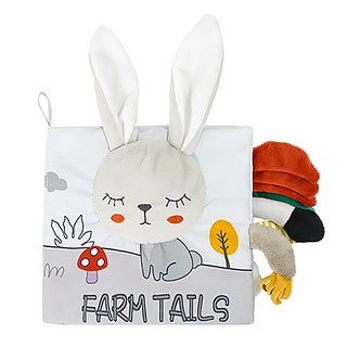 OceanBaby 英文單字立體布書 觸覺小兔, 寶寶啟蒙認知布書，刺激視覺觸覺發展, 1個