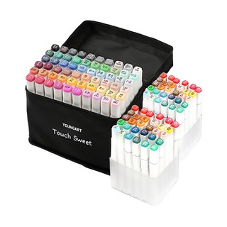 YOUNG ART Touch Sweet 雙頭麥克筆 60色 (附布質收納套+PP筆筒), 多色, 1組