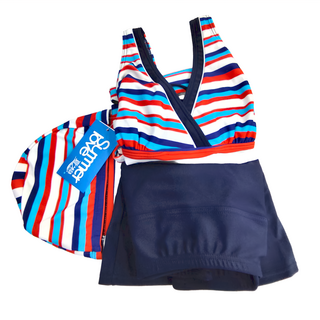 travelfox 女款泳裝長版2件式 (上衣 + 褲連裙) + 泳帽, L, C21714, 1件